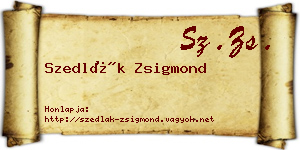 Szedlák Zsigmond névjegykártya